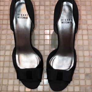 Stuart Weitzman Black Satin Evening Shoes
